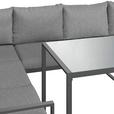 Loungegarnitur Leon - Grau, MODERN, Glas/Metall (176,5/239cm) - Beldano