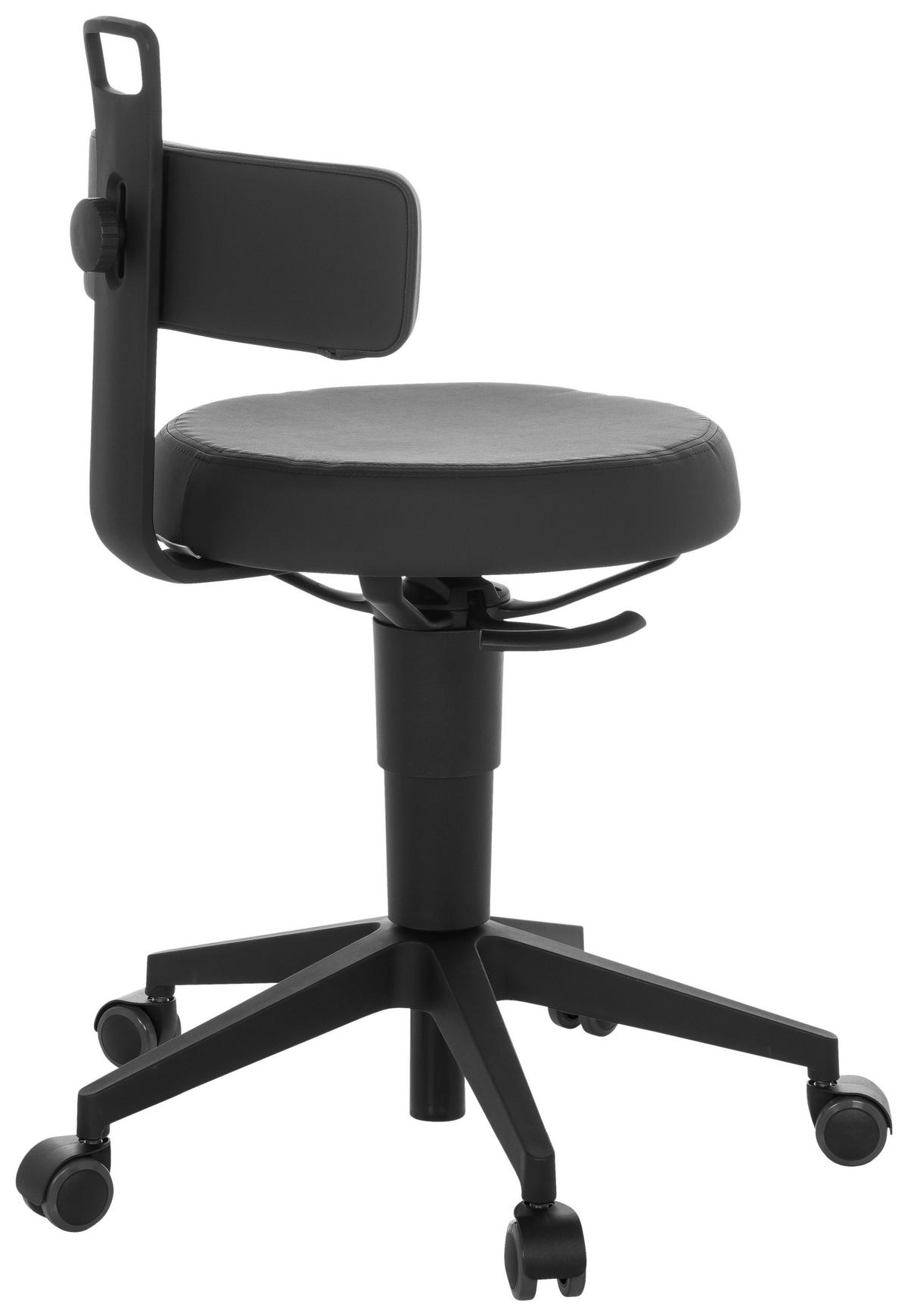 Bürohocker Top Work Flex Pu - Schwarz, Basics, Leder/Kunststoff (40/74-86/46cm) - MID.YOU