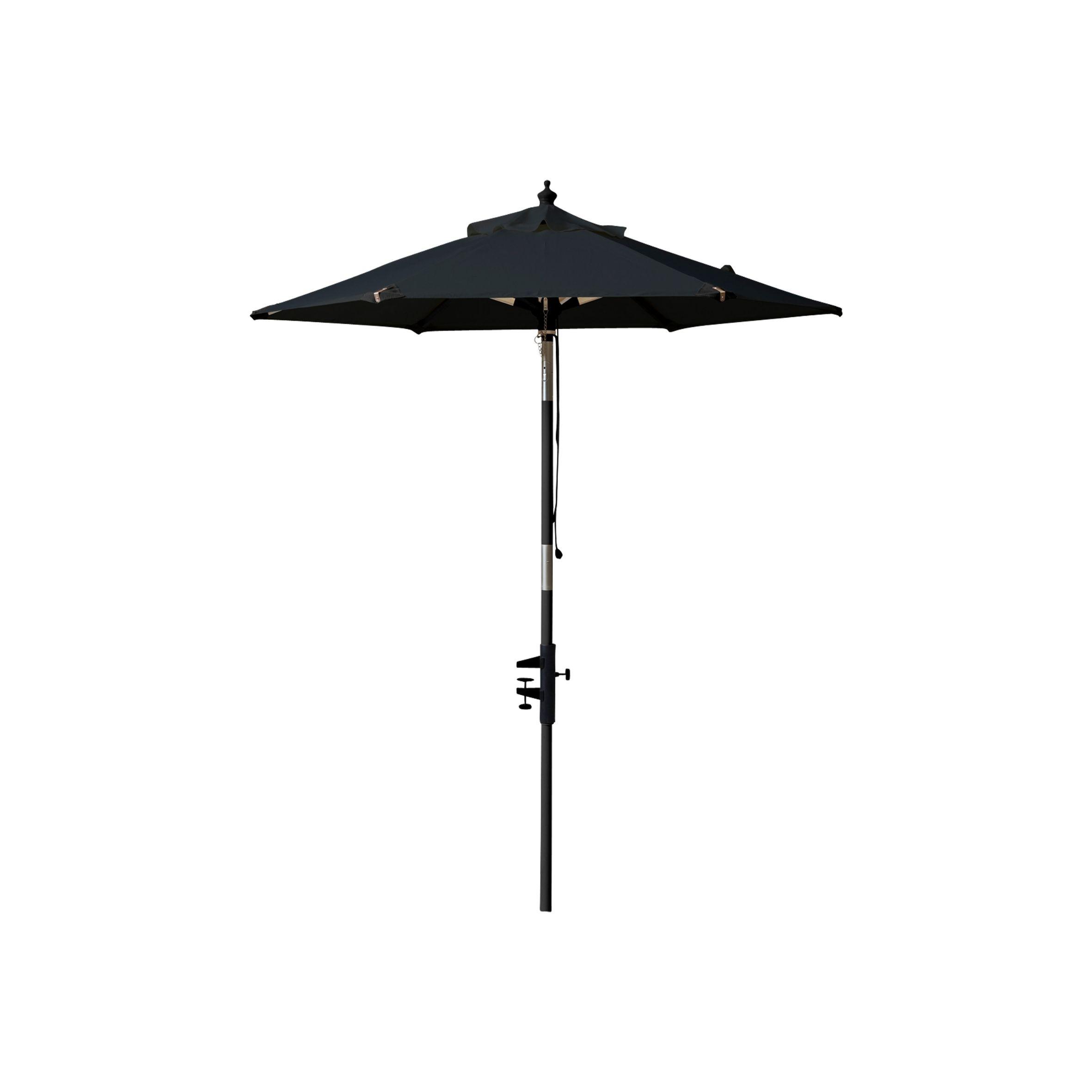 Sonnenschirm DM: 180cm H: 220cm Schwarz - Schwarz, KONVENTIONELL, Holzwerkstoff (180/180cm) - Gardenson