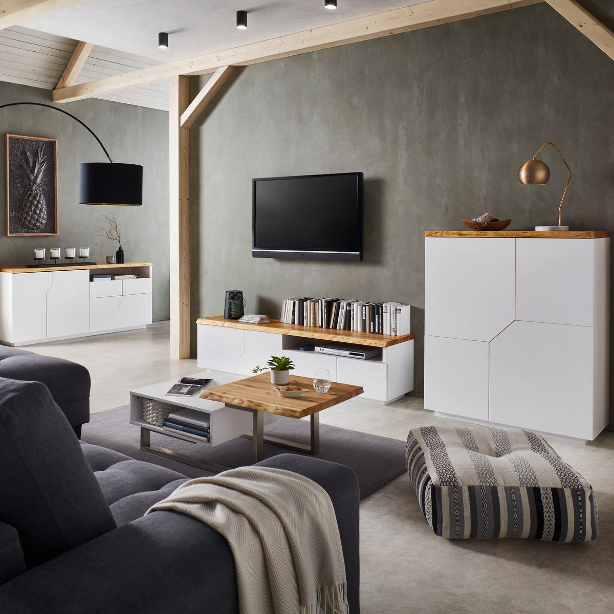 TV diel CARLOS - biela/farba duba, Modern, drevo (180/46,5/42cm) - Modern Living