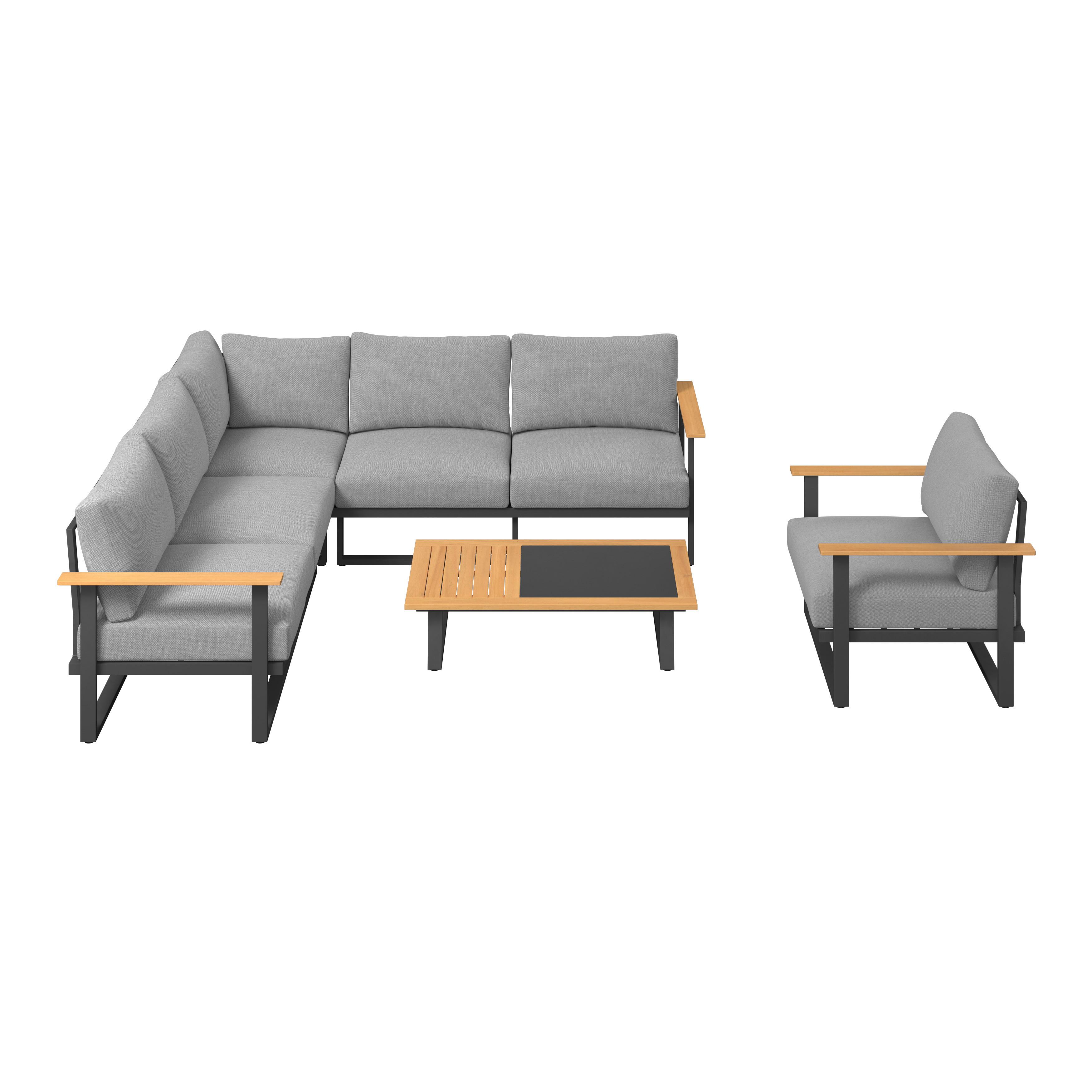 Loungegarnitur Arizona - Grau, MODERN, Holz/Textil (219/219cm) - Beldano