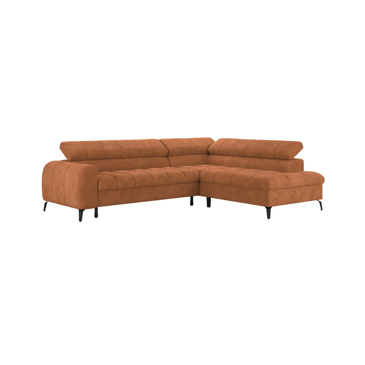 Ecksofa Volf rechts new rostfarben, S: 261x203 cm - Rostfarben/Schwarz, Trend, Kunststoff/Textil (261/203cm)