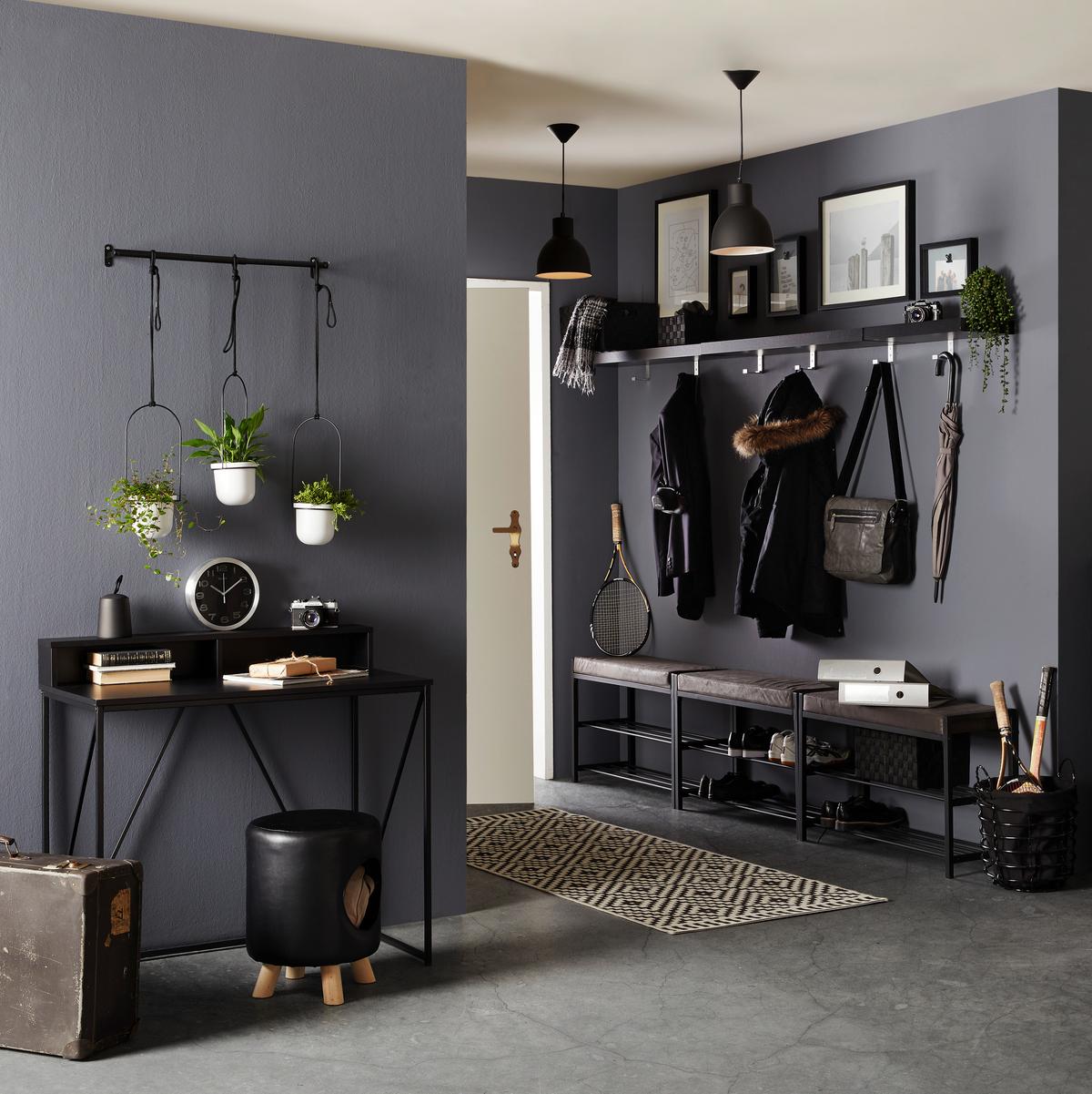 Šatní lavice ELLIE II - bílá/černá, Moderní, kov/textil (80/52/30cm) - Mömax