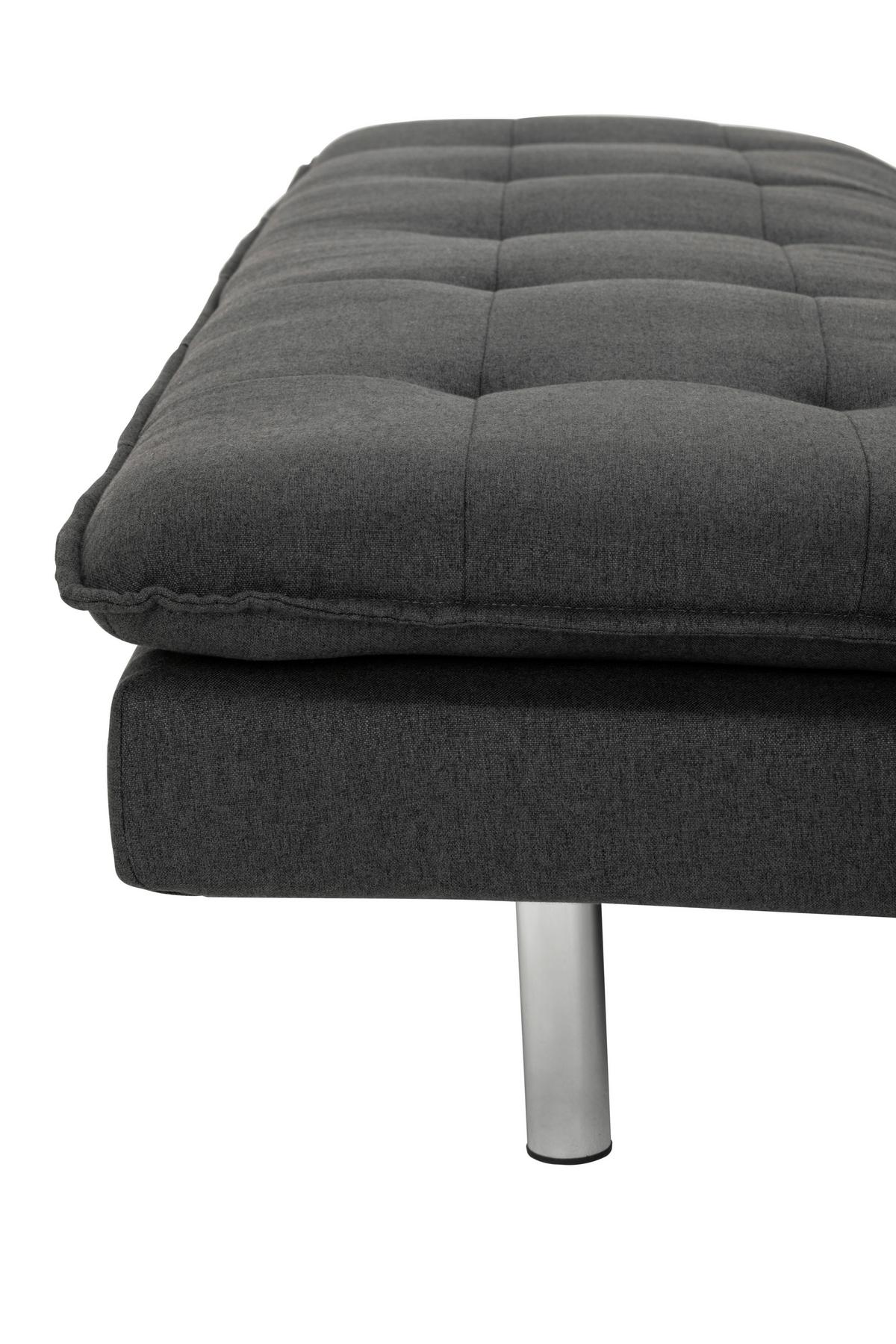 Schlafsofa Turin - Dunkelgrau/Silberfarben, Basics, Textil (194/87/102cm) - MID.YOU