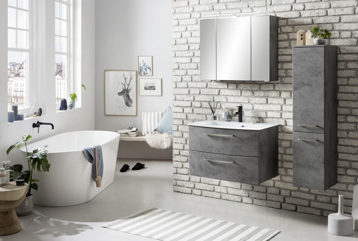 Midischrank Stockholm B: 30 cm Grau - Grau, KONVENTIONELL, Holzwerkstoff (30/130/35cm) - Held