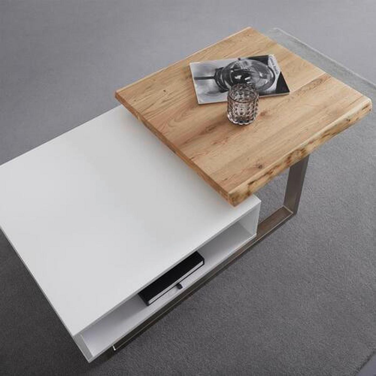 Konferenční stolek CARLOS - bílá/barvy dubu, Moderní, kov/dřevo (110/61/40cm) - Modern Living