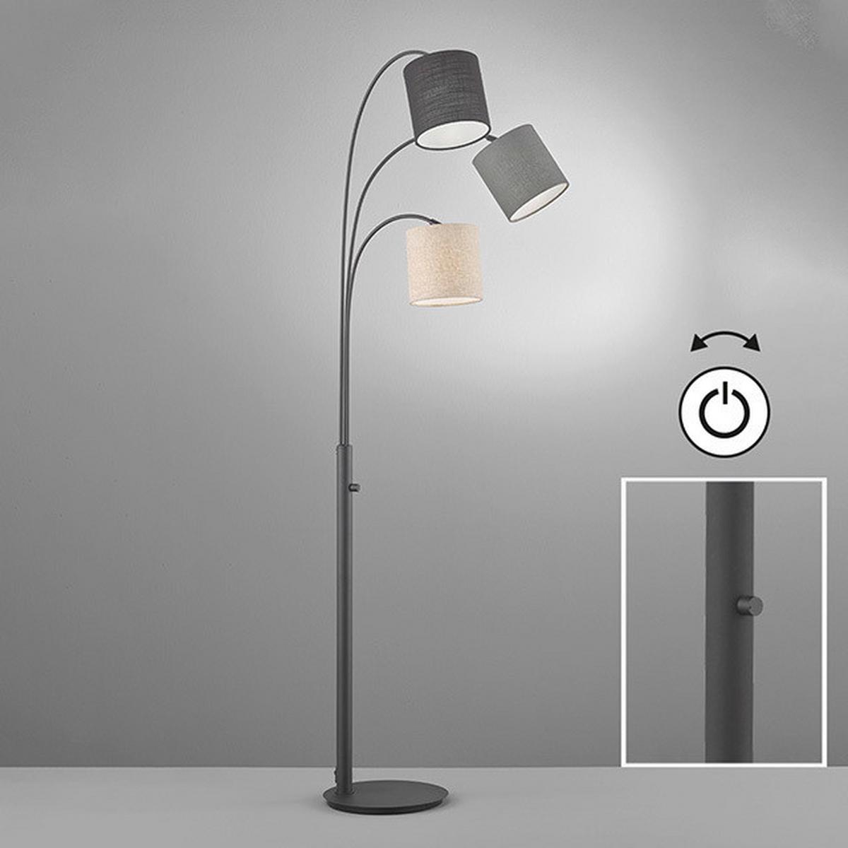 Stehlampe Shade Grau/Schwarz/Sandfarben - Sandfarben/Schwarz, Design, Textil/Metall (186cm) - Fischer & Honsel