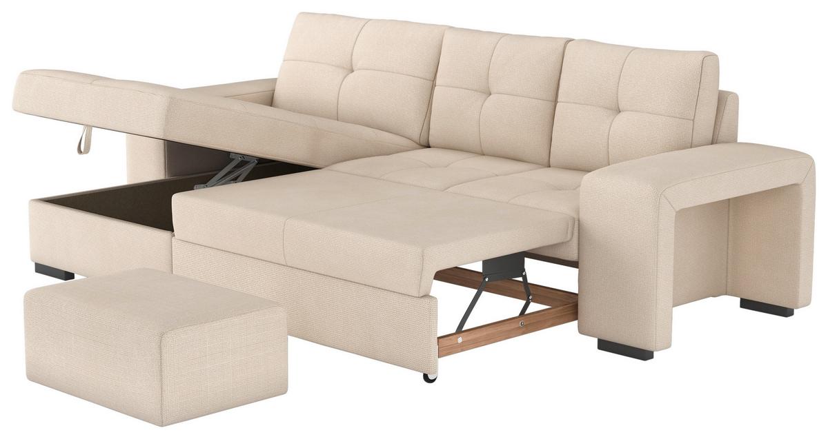 Eckschlafsofa Mattina Naturfarben S: 156x268 Cm - Schwarz/Naturfarben, MODERN, Textil (156/268cm) - MID.YOU