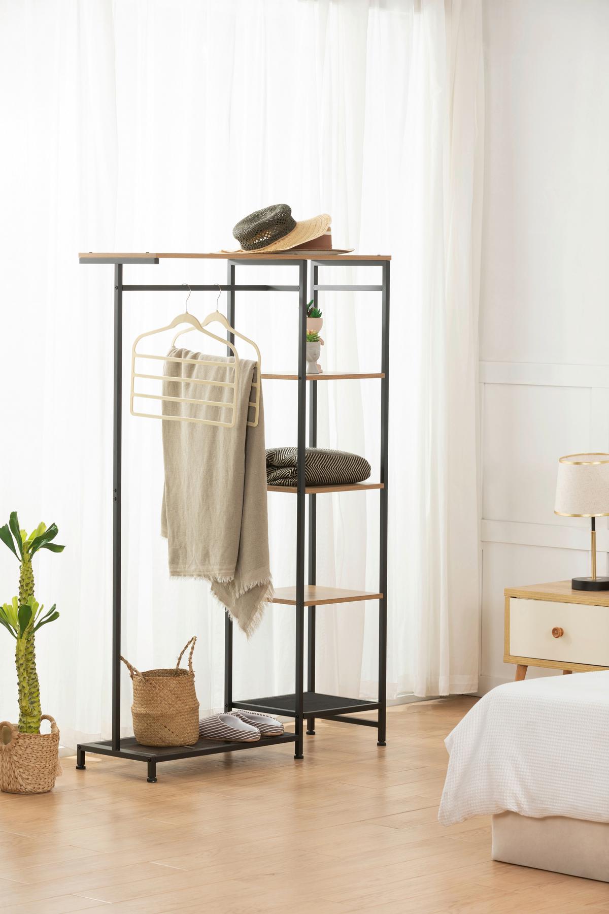 GARDEROBENSTÄNDER Naturfarben/Schwarz B: 100cm - Schwarz/Naturfarben, MODERN, Holzwerkstoff/Metall (100/165/36cm) - P & B