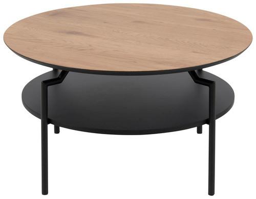 Couchtisch Rund mit Ablagefach Goldington Trend Eiche/Schwarz