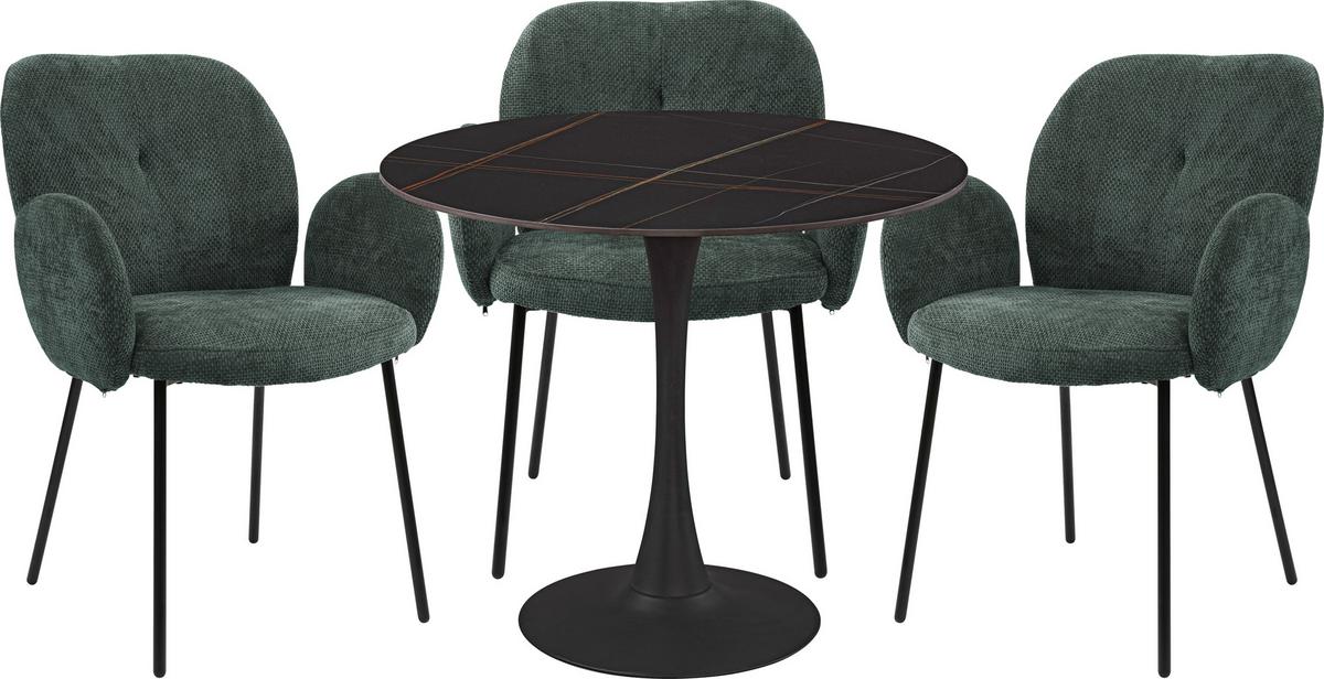 Jídelní stůl PANTHER 90 - černá, Moderní, kov/keramika (90/76cm) - Mömax