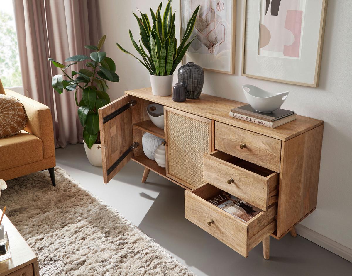 Sideboard Mangoholz Braun B: 140 Cm - Braun, Design, Holz (140/75/40cm) - MID.YOU