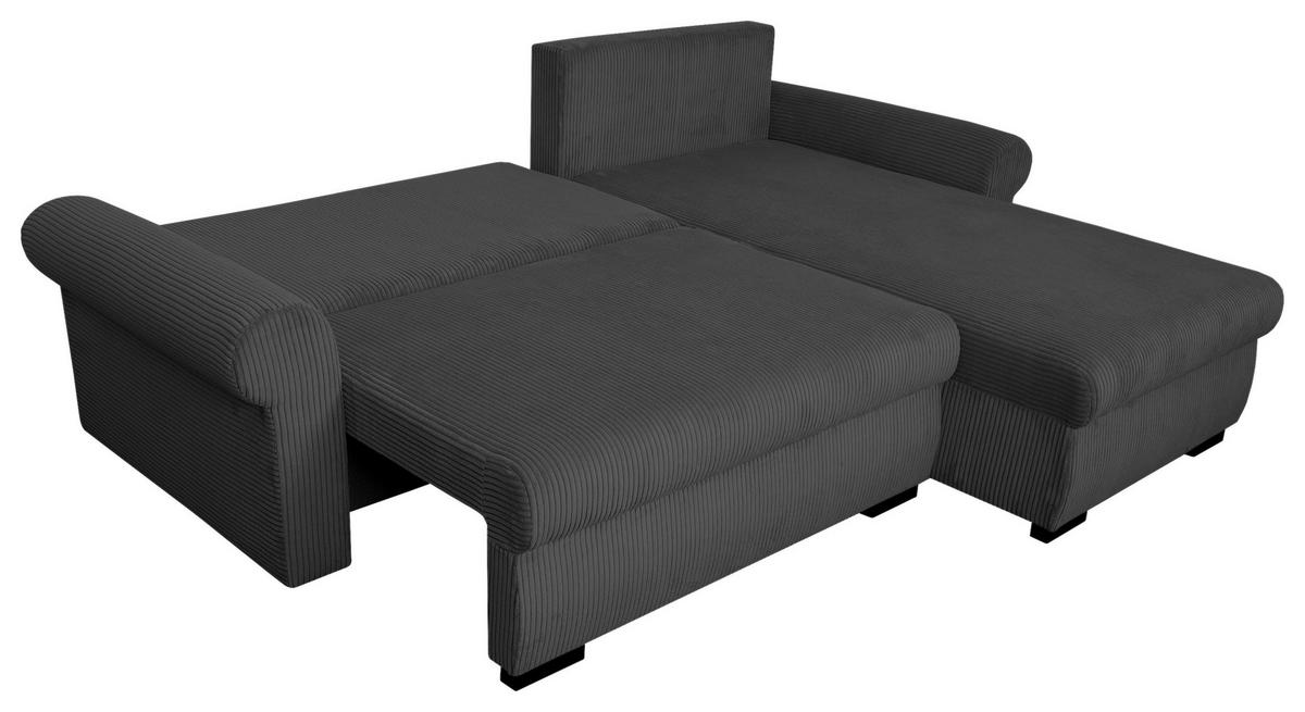 ECKSCHLAFSOFA Vasco, Anthrazit LF: 233x168cm - Anthrazit/Schwarz, Trend, Textil (233/168cm)