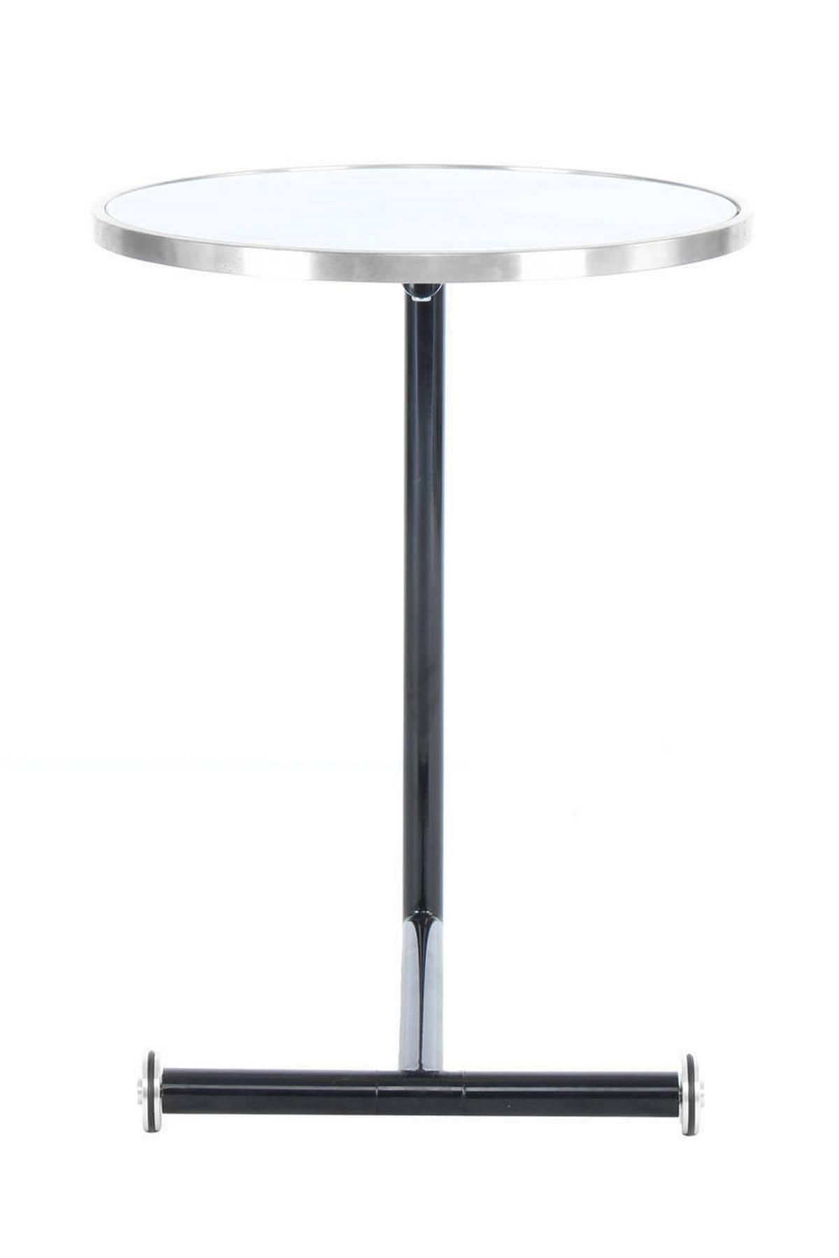 Beistelltisch Rund Servant Silberfarben/Weiß - Silberfarben/Schwarz, Basics, Glas/Metall (46/46/62cm) - Kayoom