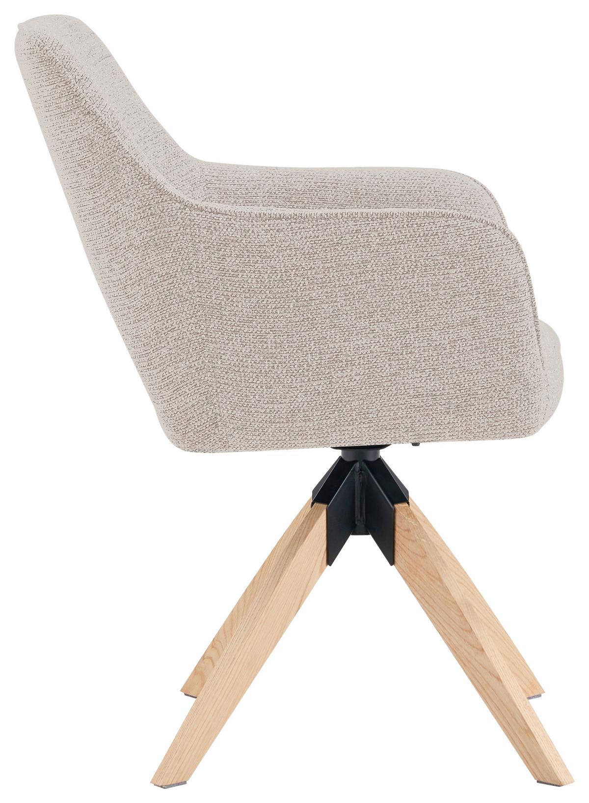 Armlehnstuhl Puro Eichefarben/Beige B: 60 cm - Eichefarben/Beige, MODERN, Holz/Textil (60/89/65,5cm) - Livetastic