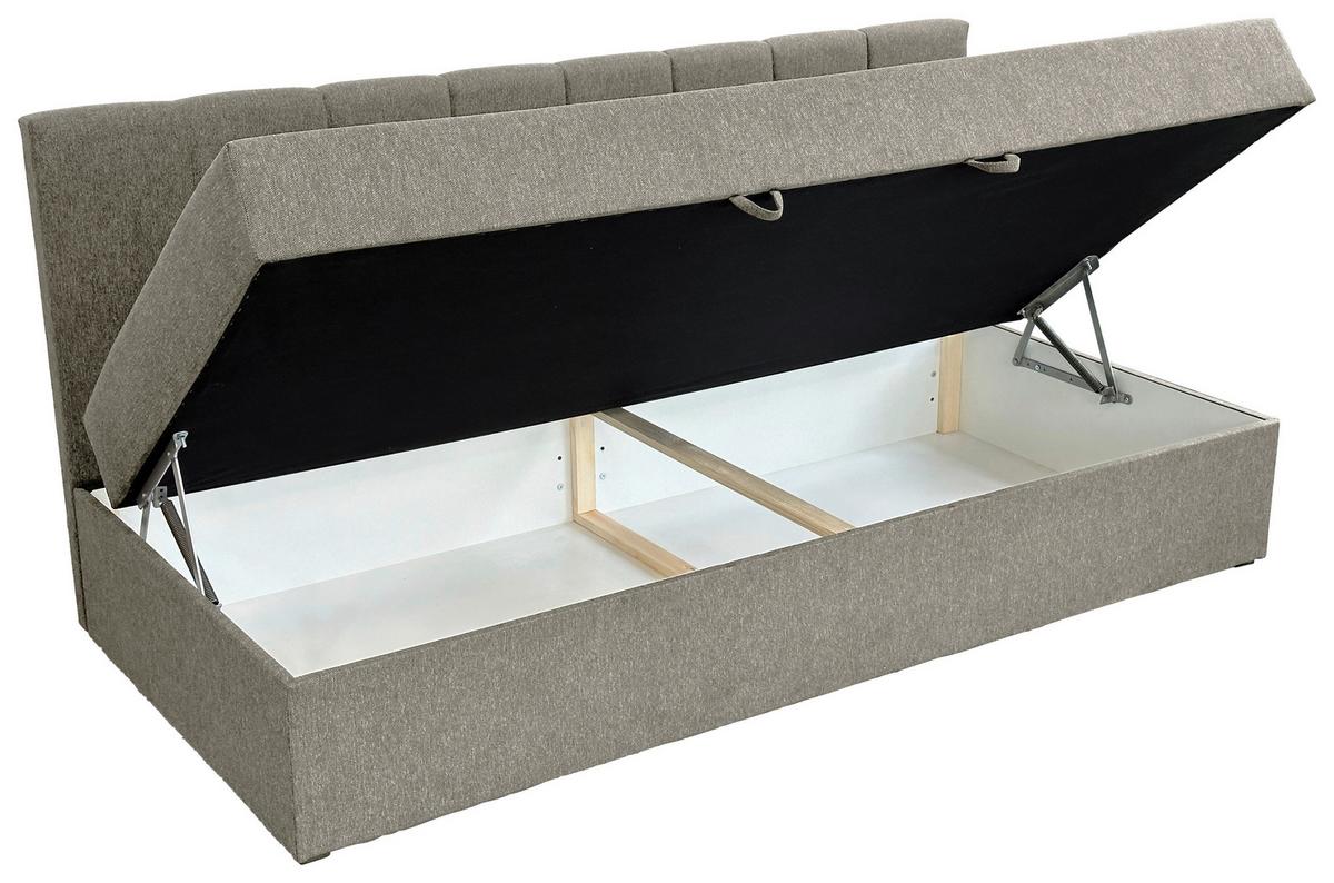 Boxbett Mit Bettkasten Moritz 90x200 Cm Hellgrau - Hellgrau/Schwarz, Basics, Holzwerkstoff/Textil (90/200cm) - P & B