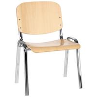 Besucherstuhl Xt 600 Stapelbar Buche-/Chromfarben Bis 100 Kg - Chromfarben/Buchefarben, Basics, Holz/Metall (58/81/48cm) - MID.YOU