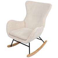 Schaukelstuhl Mit Armlehnen Granny Stoffbezug Creme - Creme/Naturfarben, MODERN, Holz/Textil (67/92/85cm)