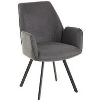 Armlehnstuhl Dalia Grau/Schwarz Gepolstert - Schwarz/Grau, LIFESTYLE, Textil/Metall (59/88/6.5cm) - MID.YOU