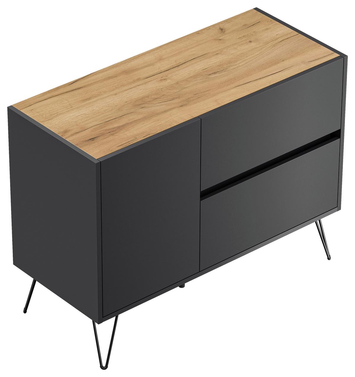 Sideboard Posseik Industrial Graphit/Eichefarben B: 99 cm - Eichefarben/Schwarz, Design, Holzwerkstoff (99/75,8/42cm) - P & B