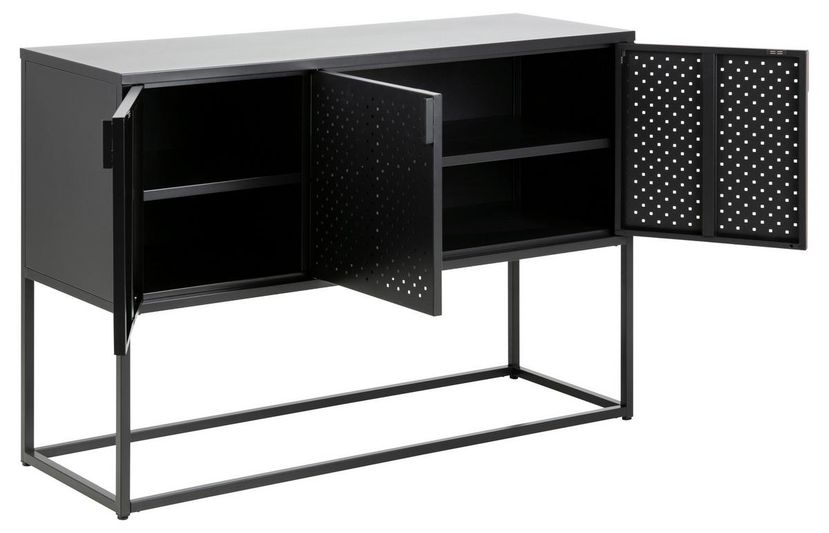 Sideboard Metall Mit 3 Türen 120 Cm Newton Trend Schwarz - Schwarz, Trend, Metall (120/80/40cm) - MID.YOU