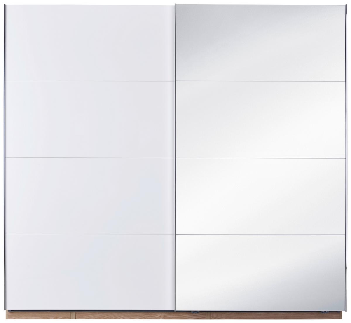 Schwebetürenschrank Unit - Weiß Hochglanz/Eichefarben, KONVENTIONELL, Holzwerkstoff (226/210/58cm) - Ondega