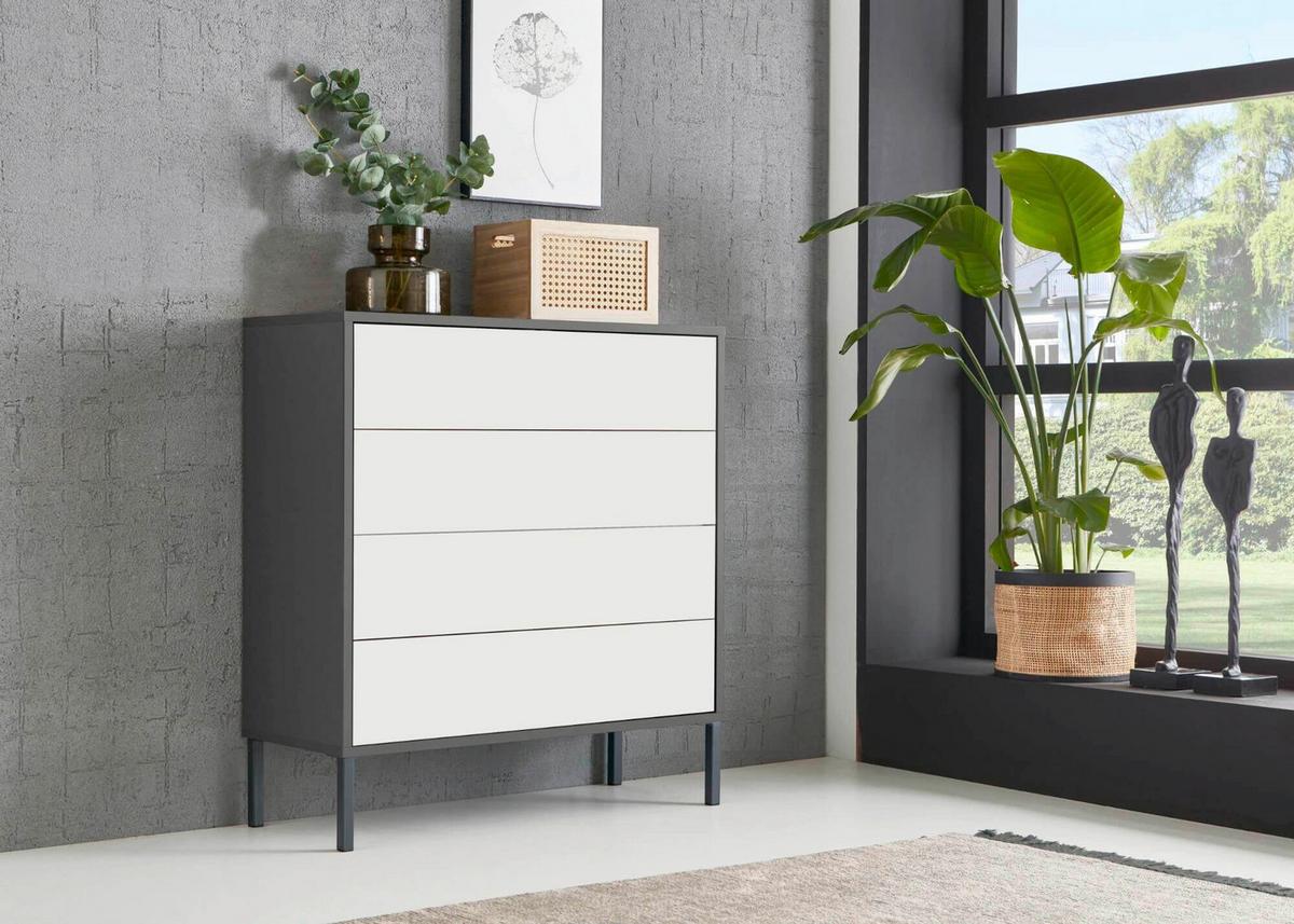 Sideboard Mailand Anthrazit/weiß B: 184,5cm - Anthrazit/Weiß, MODERN, Holzwerkstoff (184,5/86/33cm) - MID.YOU