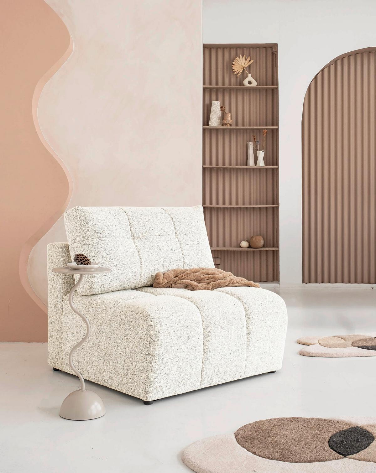 Sofaelement Lulu Beige B: 96cm - Beige/Schwarz, Design, Textil (96/94/96cm) - MID.YOU