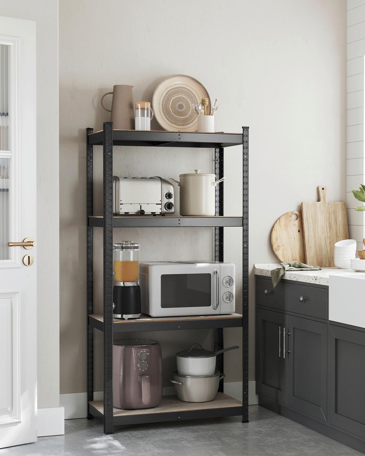 Schwerlastregal Shelving Schwarz/Greige B: 80 cm - Greige/Schwarz, Basics, Holzwerkstoff/Metall (80/160/40cm)