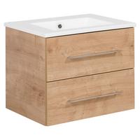 Waschbecken mit Unterschrank Perfekt B: 62,5 cm - Eichefarben/Weiß, MODERN, Keramik/Holzwerkstoff (62,5cm) - MID.YOU