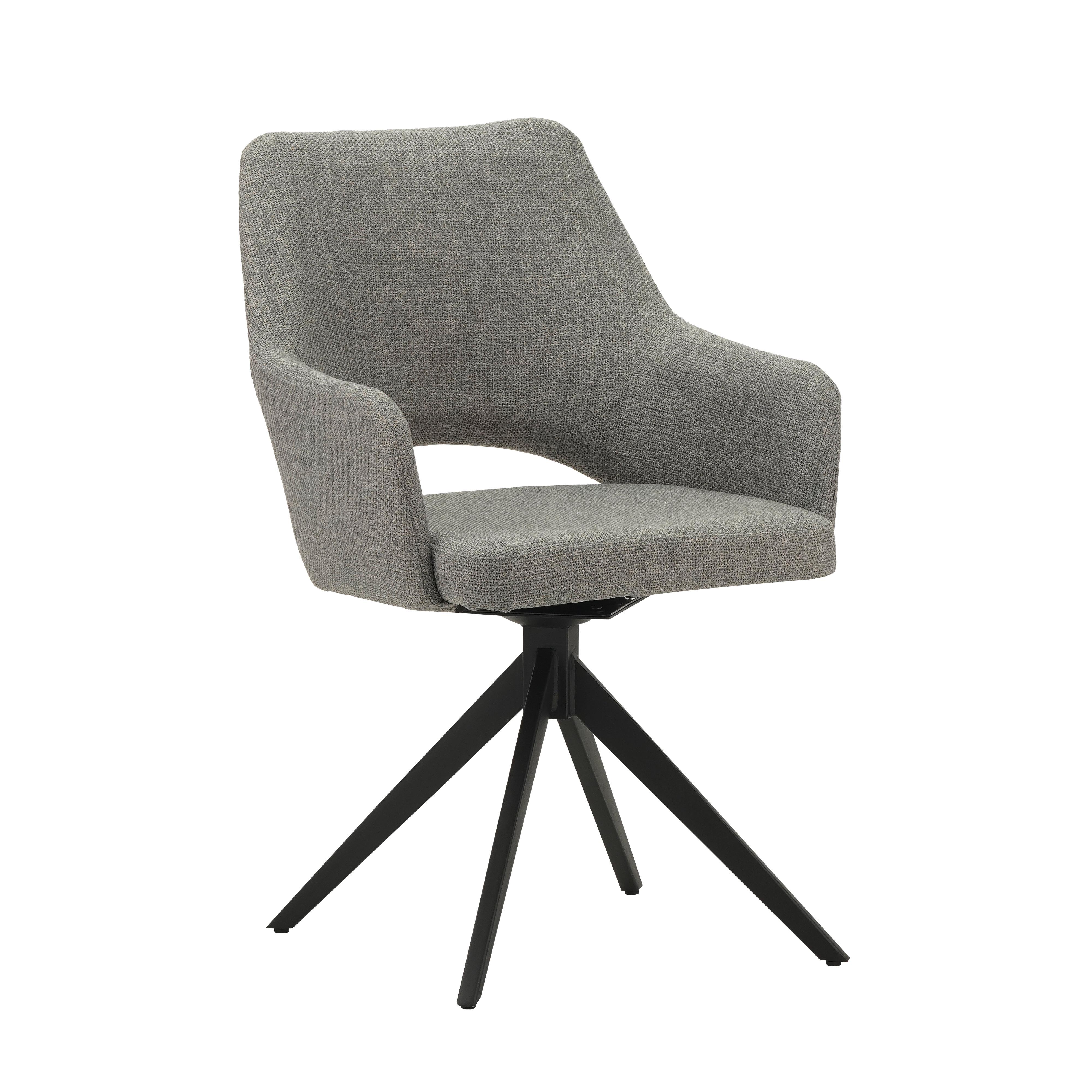 Stuhl Asher Grau, B: 54,5 Cm - Schwarz/Grau, MODERN, Textil/Metall (54,5/85/61,5cm) - MID.YOU