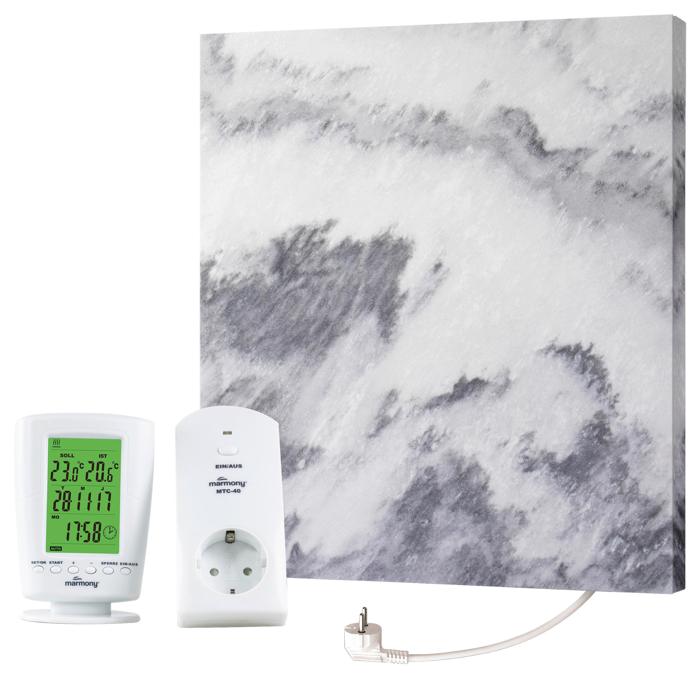 Infrarot Heizung 500 W Marmor 50x60 Cm Inkl. Thermostat - Grau, MODERN, Stein (50/60/2cm) - marmony