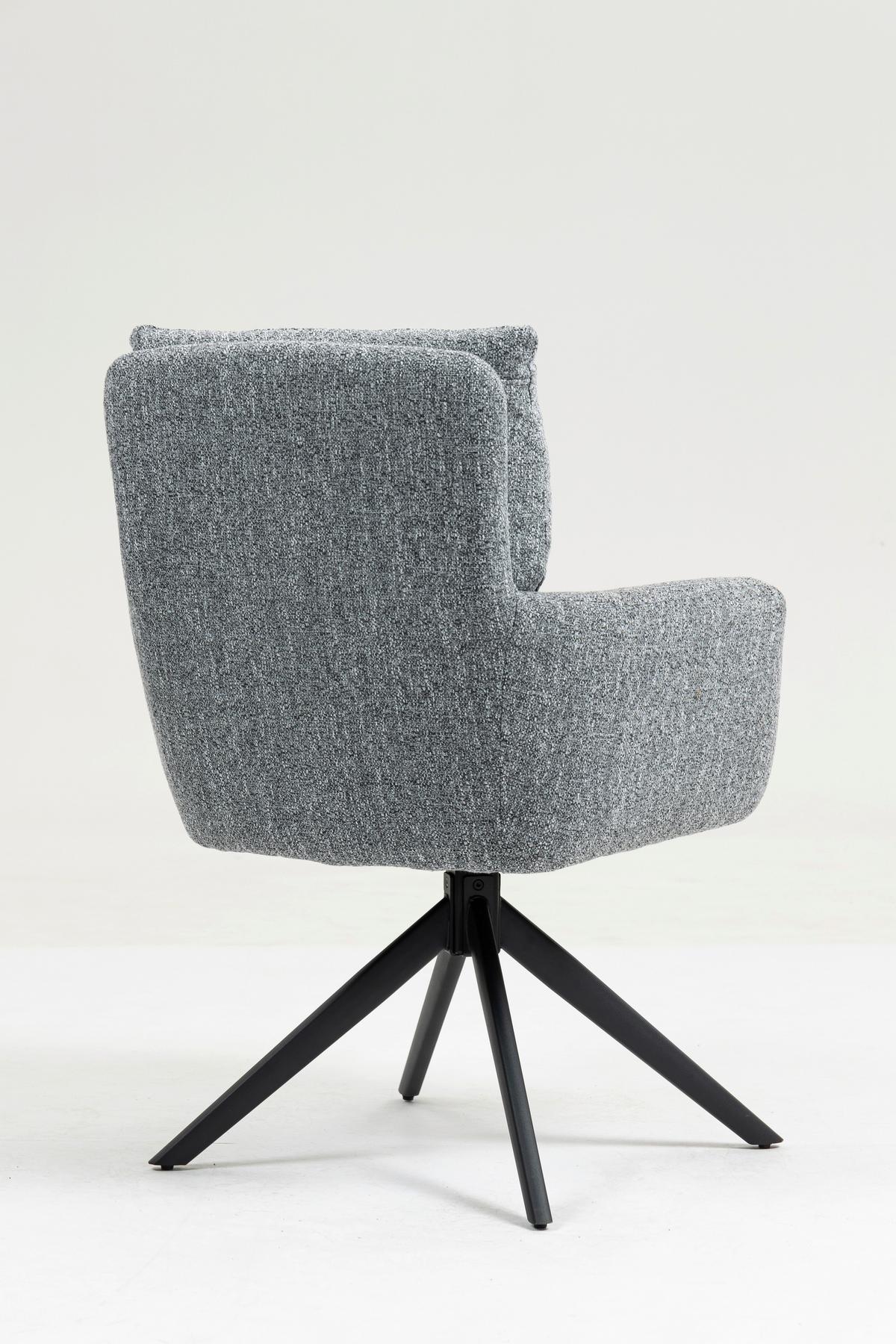 Armlehnstuhl Ella Ella - Schwarz/Grau, KONVENTIONELL, Textil/Metall (60/95/67cm)