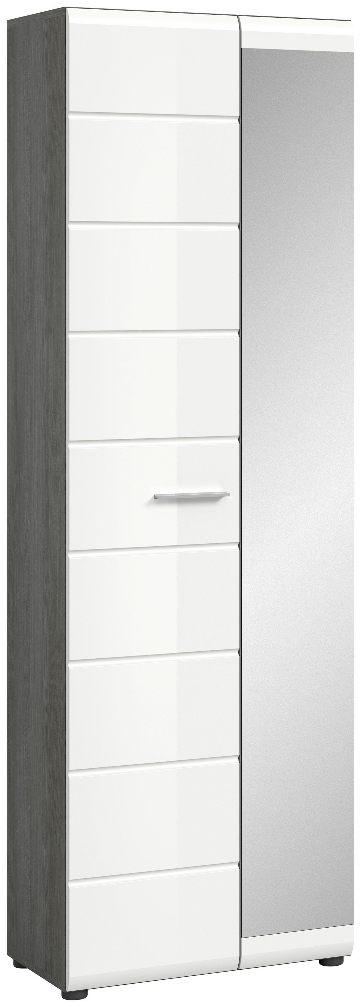 Garderobenschrank Salsa - Weiß Hochglanz/Silberfarben, Design, Holzwerkstoff (60/192/37cm) - MID.YOU