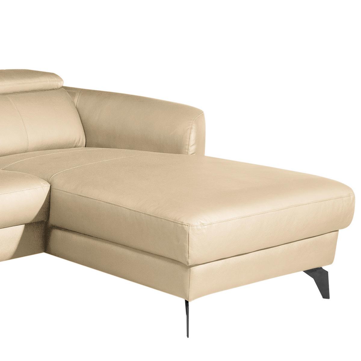 Ecksofa Berne Beige S: 261x183 Cm - Beige/Schwarz, Design, Leder/Textil (261/183cm) - Livetastic