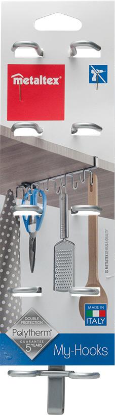 Kiegészítőtartó My-Hooks - ezüst, fém (6/25/6cm)