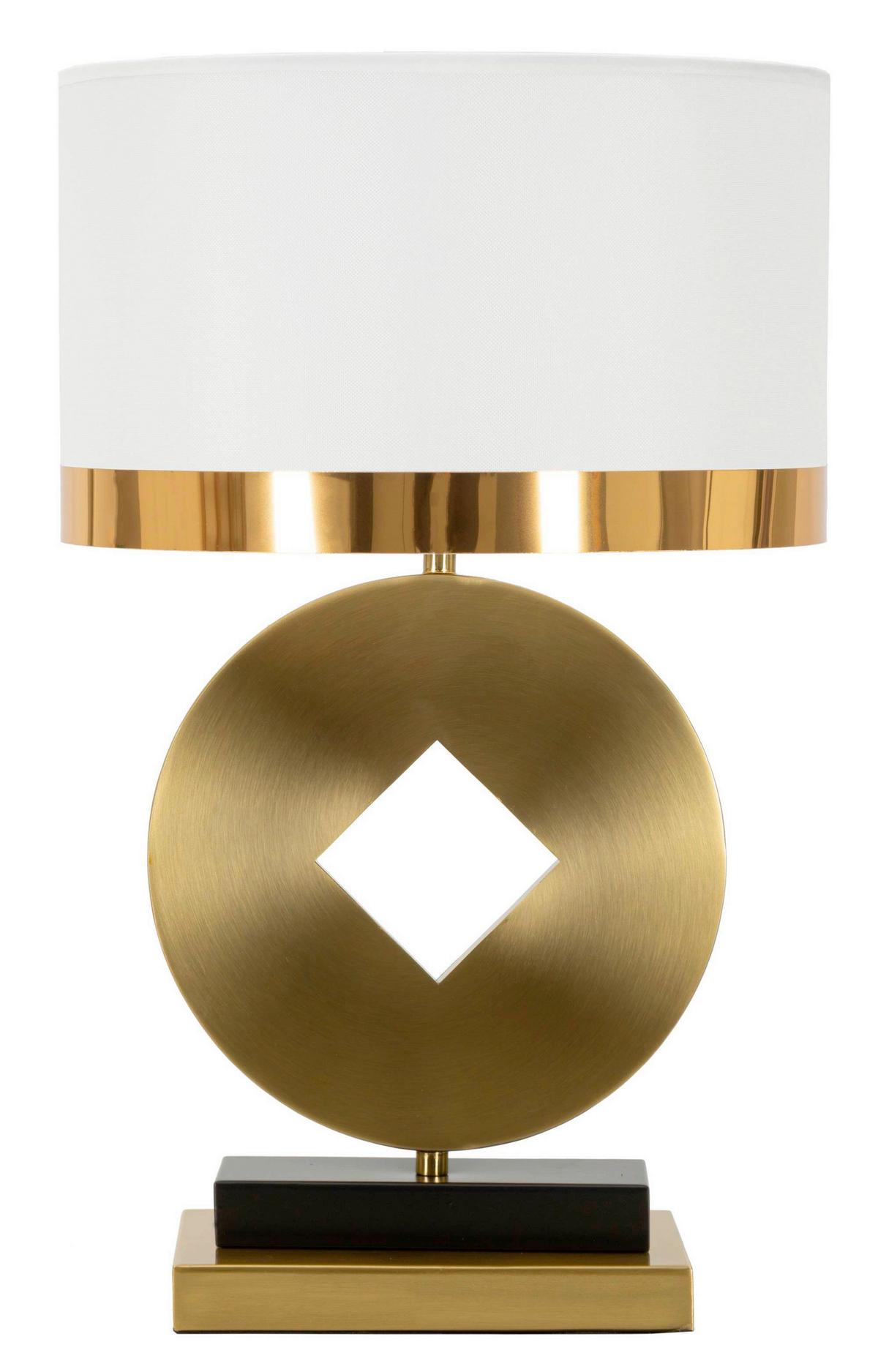 Tischleuchte Glamy Arc B Weiß, Goldfarben B: 21 Cm - Goldfarben/Weiß, Basics, Glas/Metall (21/50/21cm)