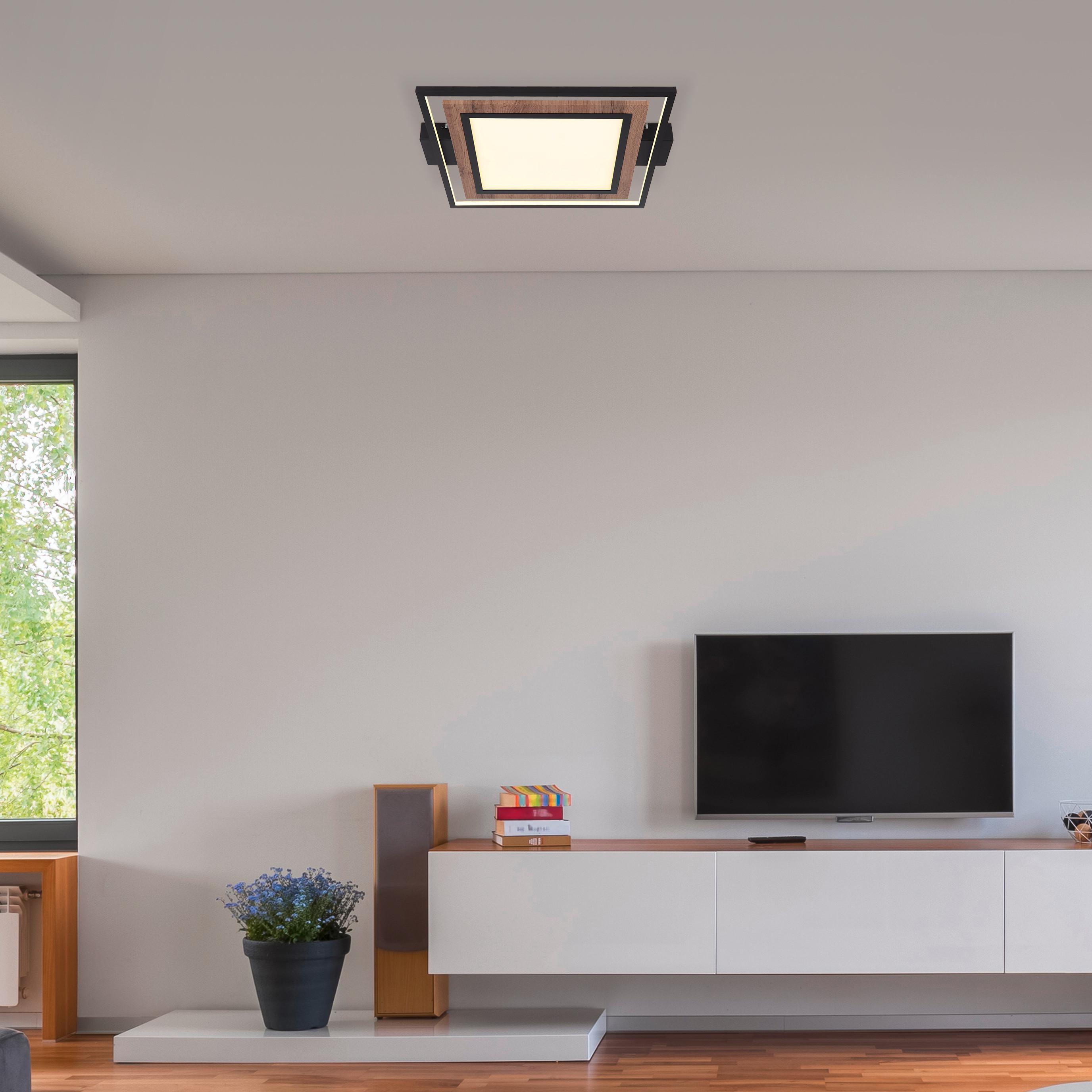 LED-Deckenleuchte 67848-36 - Dunkelbraun/Opal, Natur, Holzwerkstoff/Kunststoff (50/45/5,5cm) - Globo
