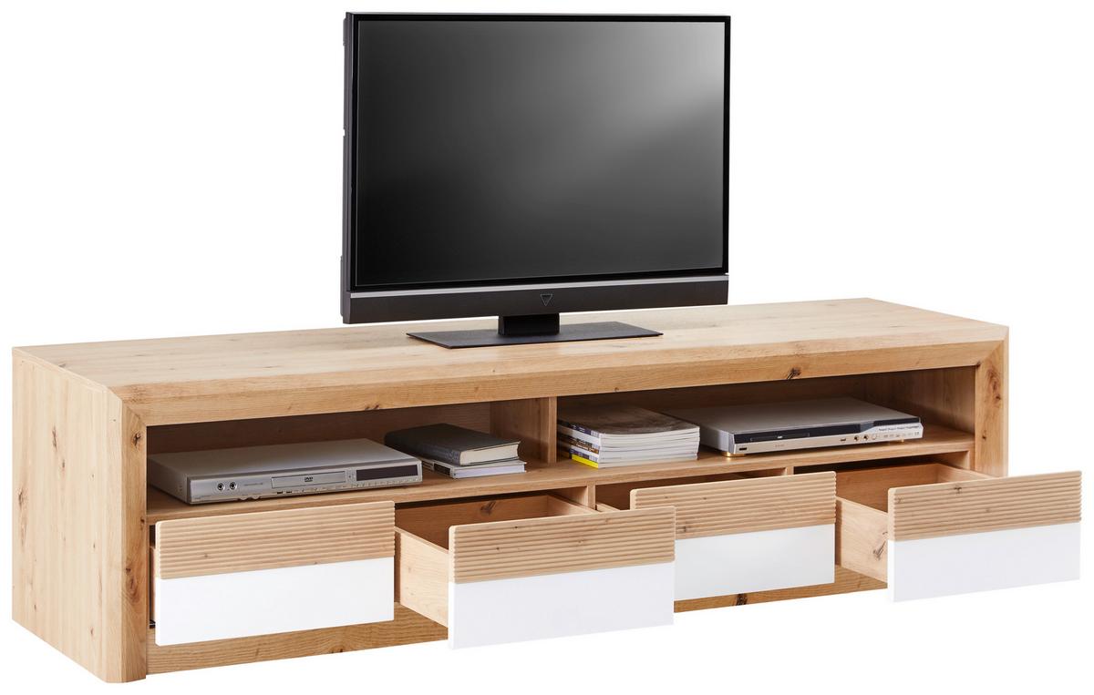 Tv-element Kashmir New B: 185 Cm Eiche Dekor/weiß - Eichefarben/Schwarz, MODERN, Holzwerkstoff (185/50/49cm) - James Wood