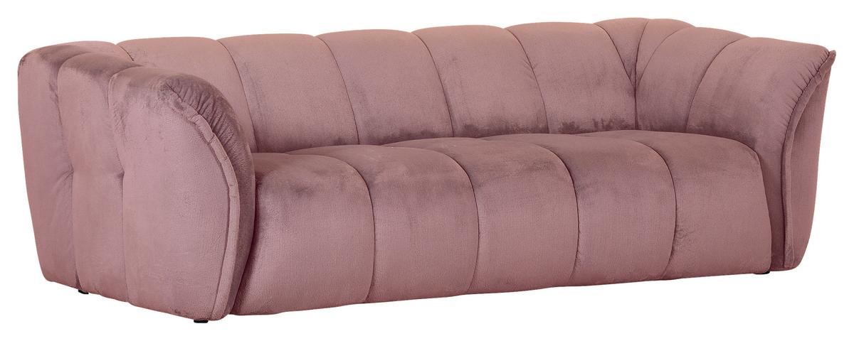 Bigsofa Sabea B: 220 cm Rosa Plüsch - Schwarz/Rosa, KONVENTIONELL, Textil (220/67/106cm) - MID.YOU