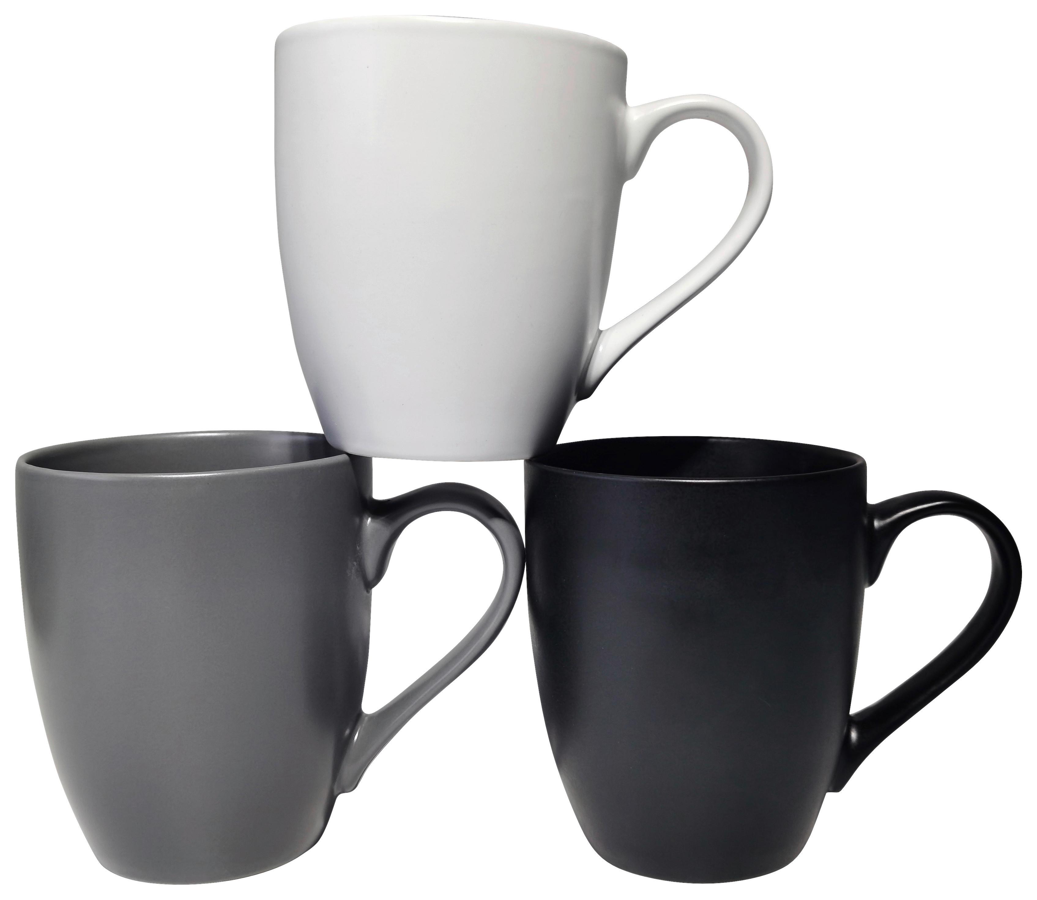 Hrnek na kávu Biggy, 570ml - šedá/bílá, Moderní, keramika (9,7/11,7cm) - Mömax