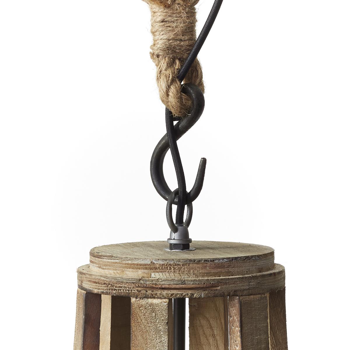 Hängeleuchte Church H: 190 cm 1-Flammig, höhenverstellbar - Hellbraun, Natur, Holz/Metall (43/190cm) - Brilliant