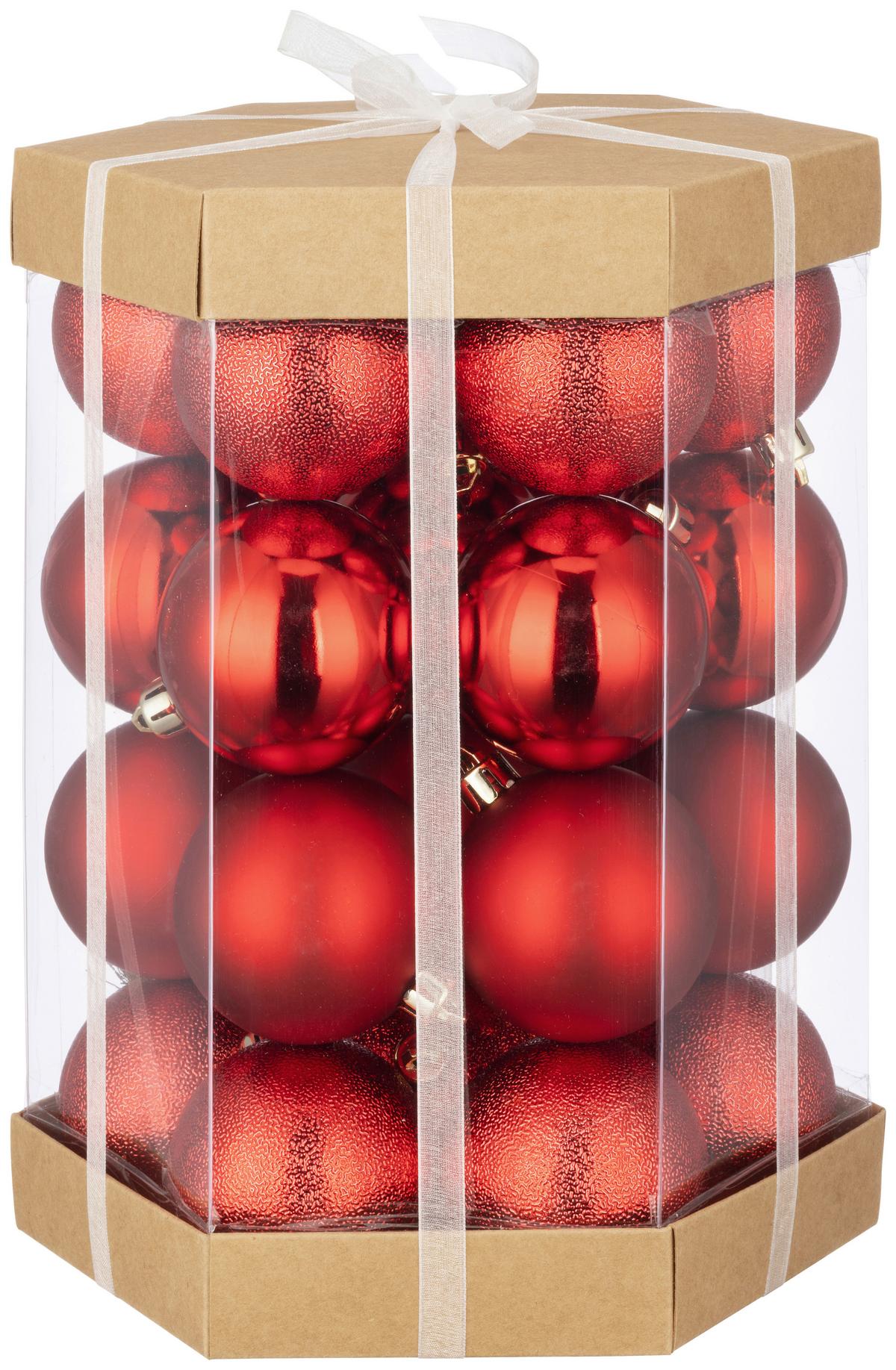 Christbaumkugel-set Julia - Rot, KONVENTIONELL, Kunststoff (6cm) - Luca Bessoni