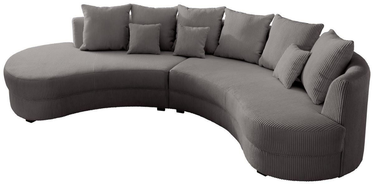 Wohnlandschaft Limoncello Grau S: 160x300 cm - Schwarz/Grau, Design, Textil (160/300cm) - Livetastic