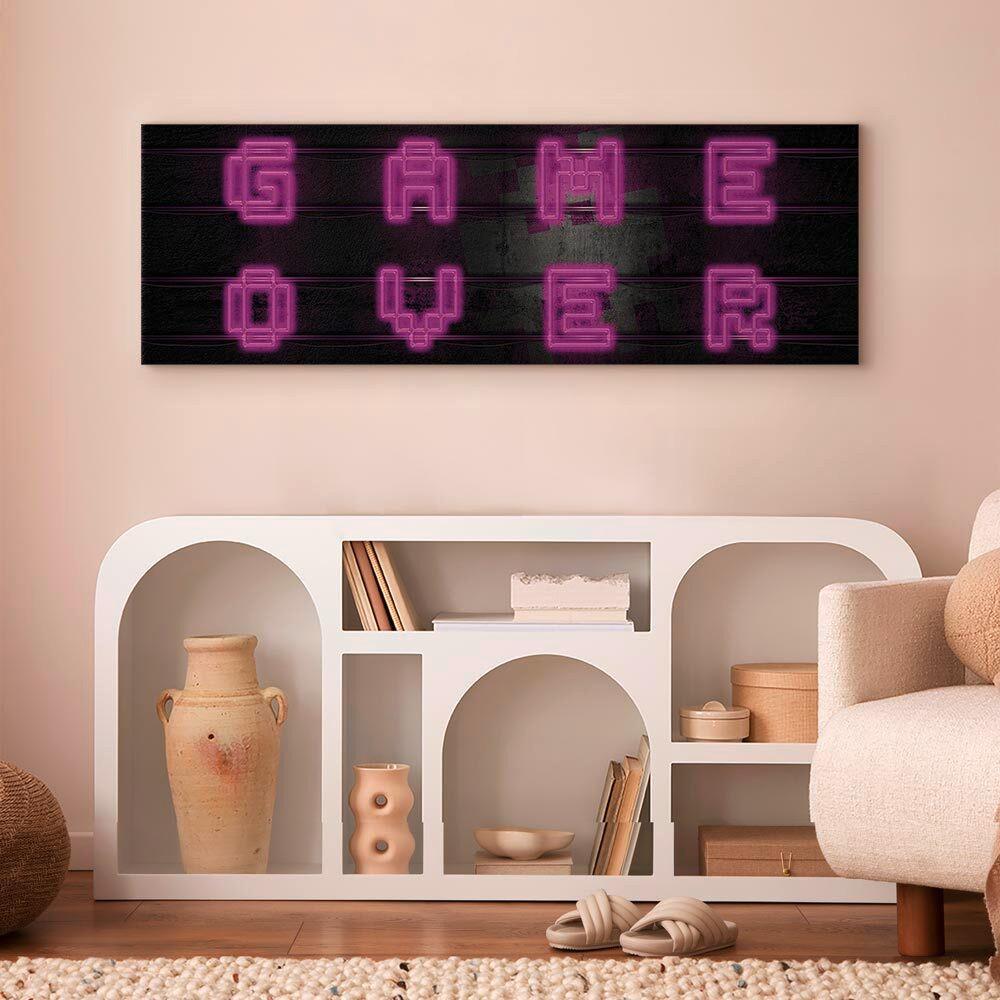 Leinwandbild Pink Neon Schwarz Pink B: 150 Cm - Pink/Schwarz, Basics, Holz/Textil (150/50/1.2cm) - artgeist