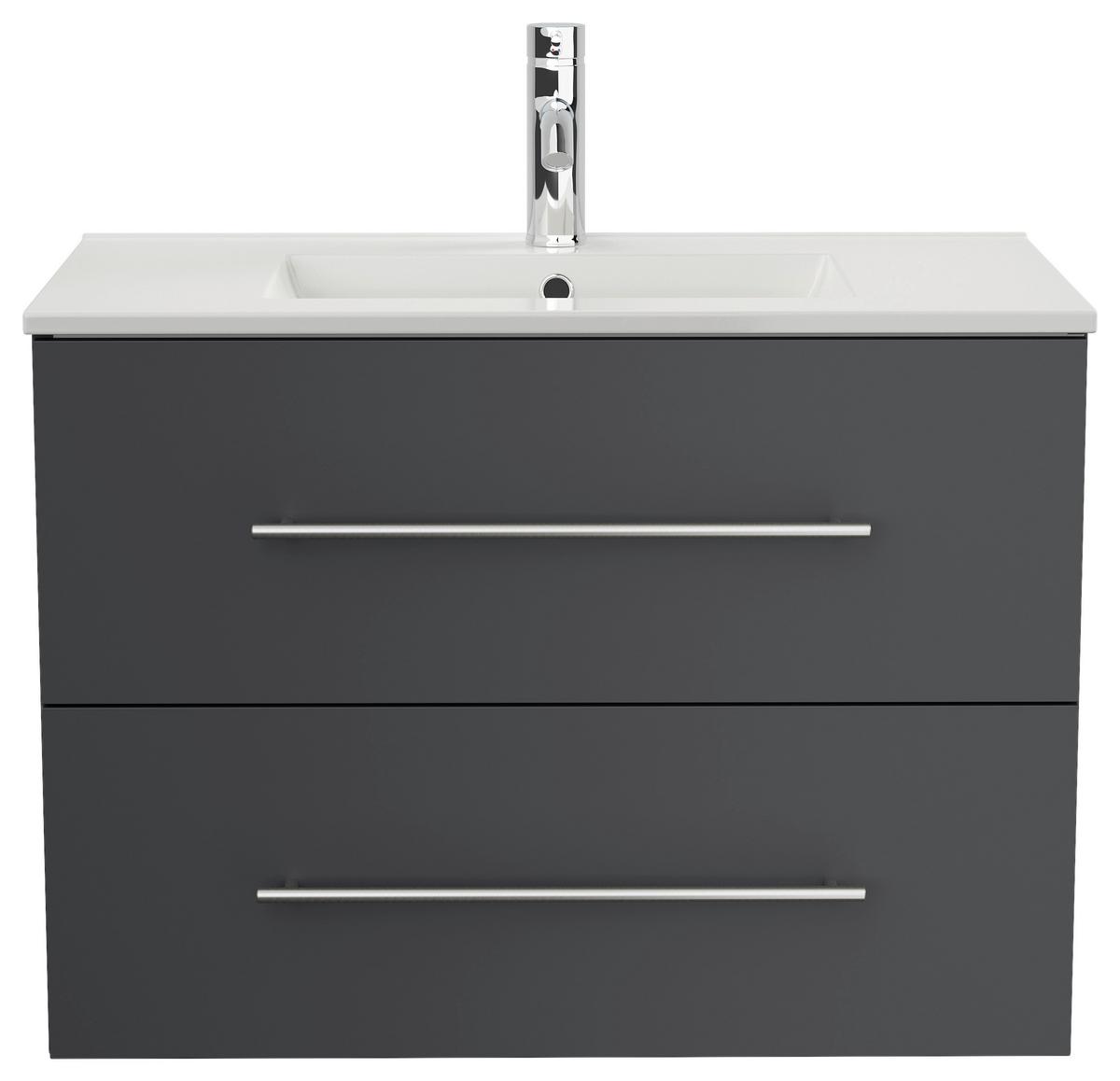 WASCHTISCHKOMBI Homeline, Graphitfarben B: 81 cm - Graphitfarben/Weiß, Basics, Keramik/Holzwerkstoff (81cm) - MID.YOU