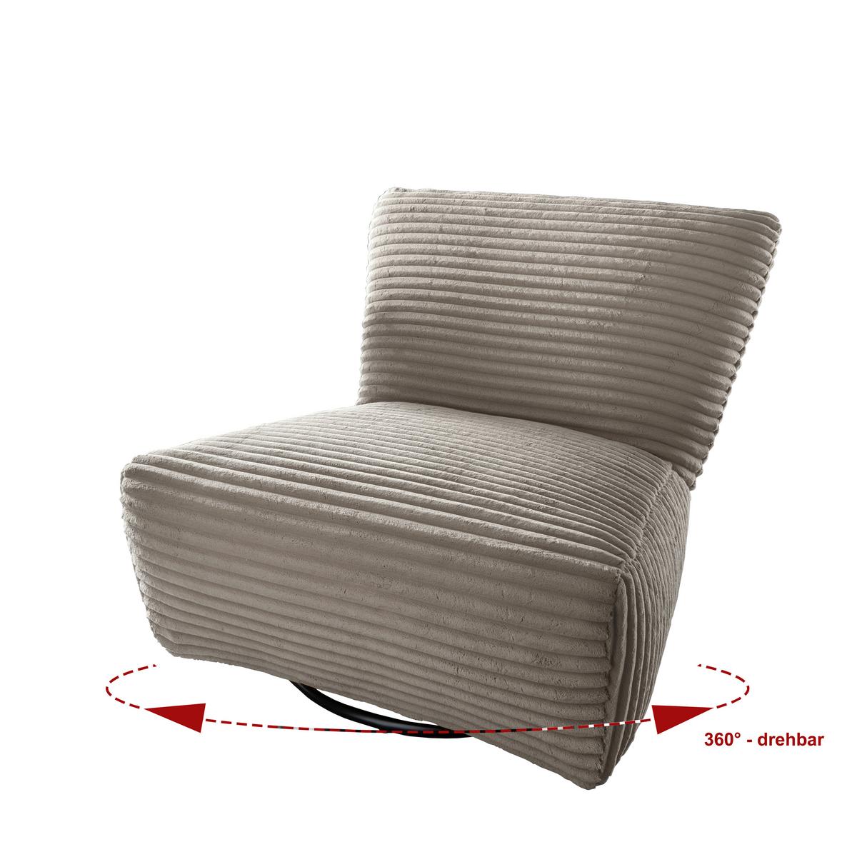 Xxl-sessel Cremallo Cappuccino Wippfunktion, Drehbar, B: 95cm - Schwarz/Cappuccino, Trend, Textil (95/77/94cm) - Livetastic