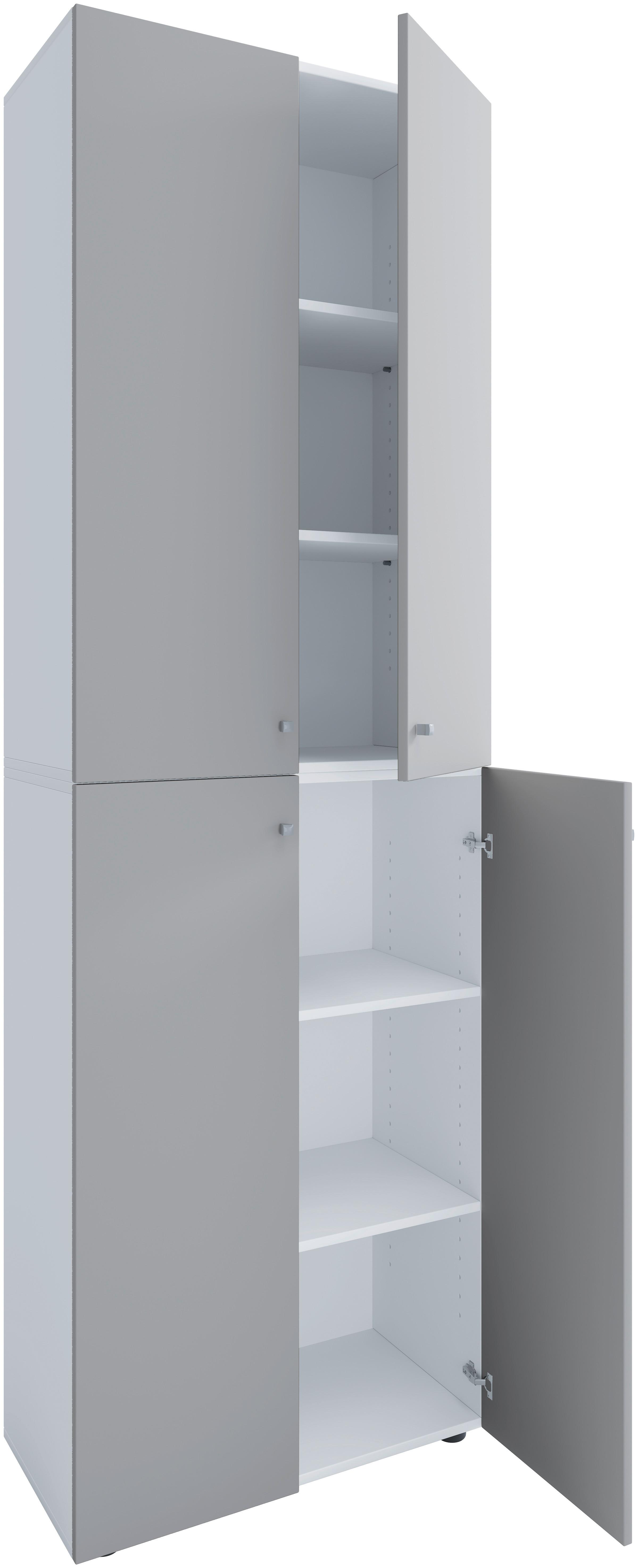Aktenschrank Lona Grau, Weiß B: 70 cm - Weiß/Grau, Design, Holzwerkstoff (70/220/39cm) - MID.YOU