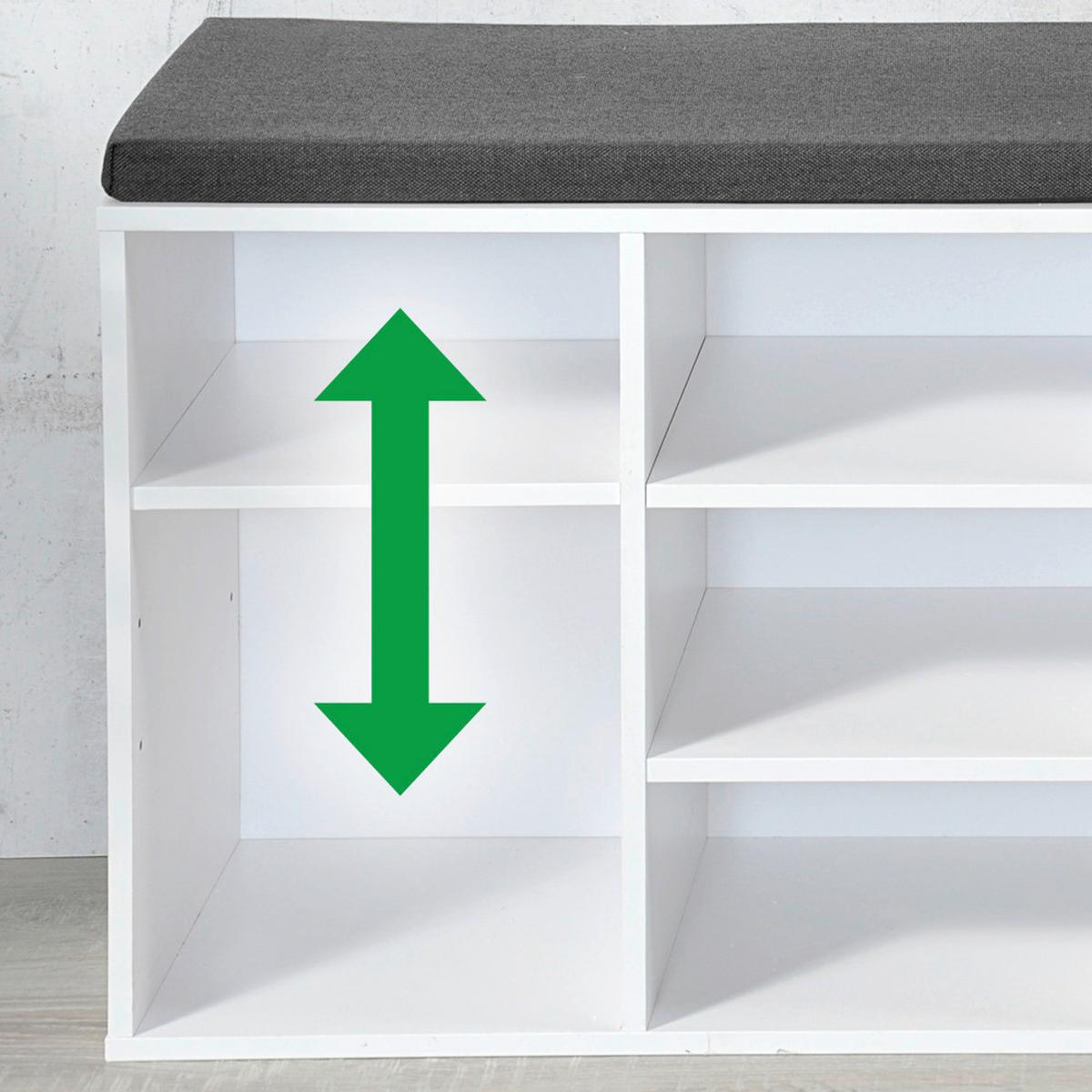 GARDEROBENBANK Weiß/Grau B: 103,5cm - Weiß/Grau, Basics, Holzwerkstoff/Textil (103,5/48/29,5cm) - Kesper