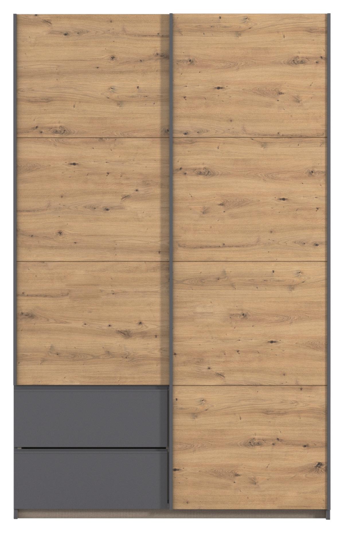 Schwebetürenschrank Stoke Grau Eiche Artisan Dekor - Eiche Artisan/Grau, MODERN, Holzwerkstoff (131/210/59cm) - Rauch Möbel
